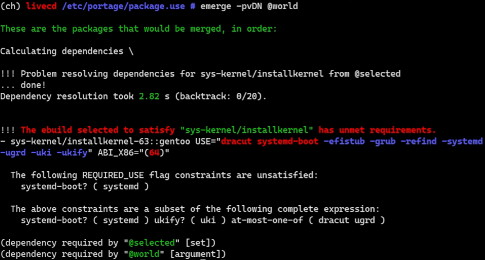 Figure 5: grep -r systemd /etc/portage
